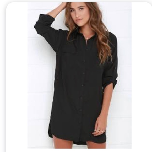 black button down shirt dress
